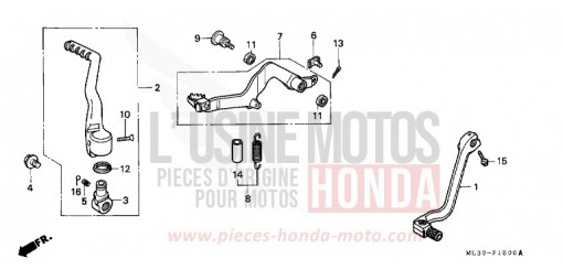 PEDALE DE CHANGEMENT/PEDALE DE FREIN/BIE. DE DEMARREUR DE KICK CR500RN de 1992